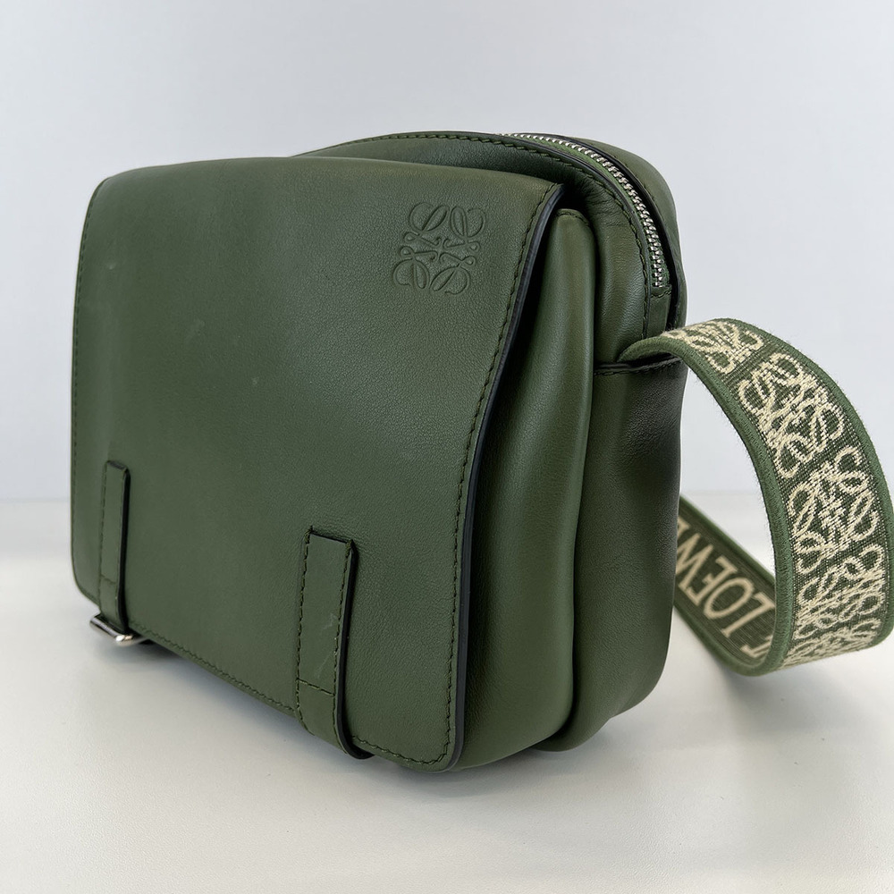 Loewe Shoulder Leather Military Messenger Bag Green